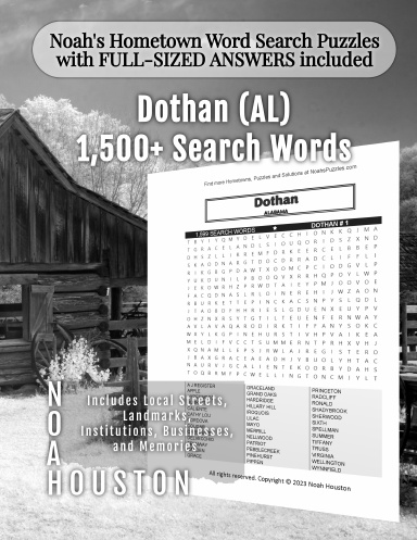 Noah’s Hometown Word Search Puzzles with FULL-SIZED ANSWERS included Dothan (AL)