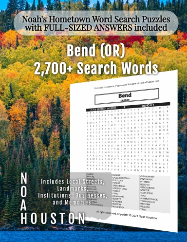 Noah’s Hometown Word Search Puzzles with FULL-SIZED ANSWERS included Bend (OR)