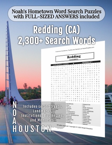 Noah’s Hometown Word Search Puzzles with FULL-SIZED ANSWERS included Redding (CA)