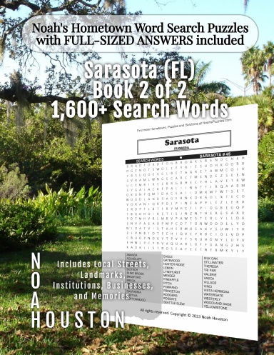 Noah’s Hometown Word Search Puzzles with FULL-SIZED ANSWERS included Sarasota (FL), Book 2 of 2