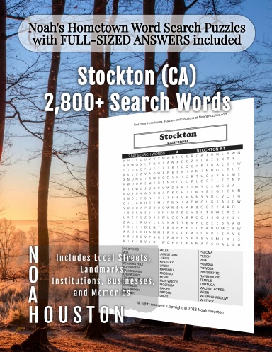 Noah’s Hometown Word Search Puzzles with FULL-SIZED ANSWERS included STOCKTON (CA)