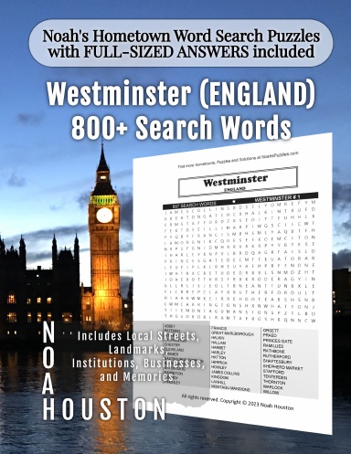Noah’s Hometown Word Search Puzzles with FULL-SIZED ANSWERS included WESTMINSTER (ENGLAND)