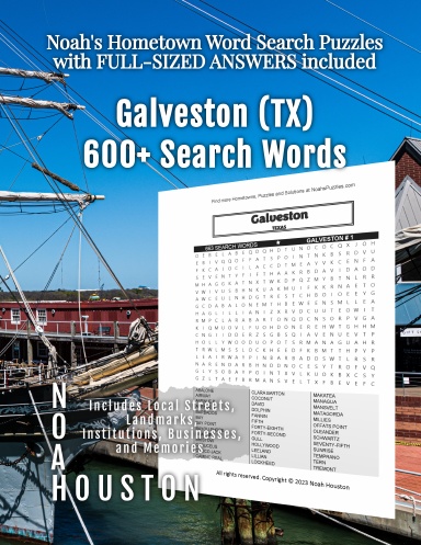 Noah’s Hometown Word Search Puzzles with FULL-SIZED ANSWERS included Galveston (TX)
