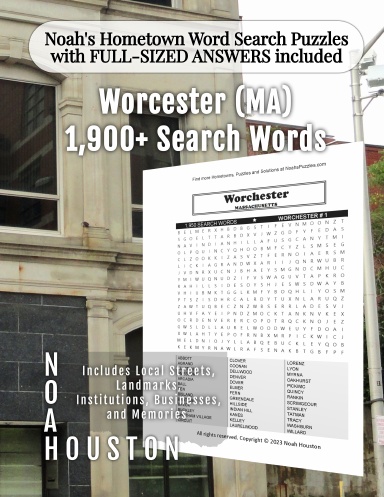 Noah’s Hometown Word Search Puzzles with FULL-SIZED ANSWERS included Worcester (MA)