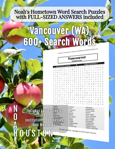 Noah’s Hometown Word Search Puzzles with FULL-SIZED ANSWERS included Vancouver (WA)