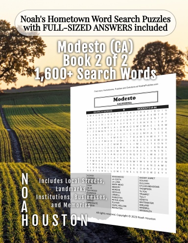 Noah’s Hometown Word Search Puzzles with FULL-SIZED ANSWERS included Modesto (CA), Book 2 of 2