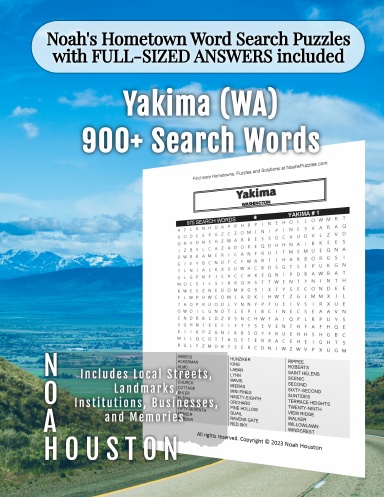 Noah’s Hometown Word Search Puzzles with FULL-SIZED ANSWERS included Yakima (WA)