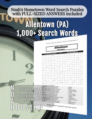 Noah’s Hometown Word Search Puzzles with FULL-SIZED ANSWERS included Allentown (PA)
