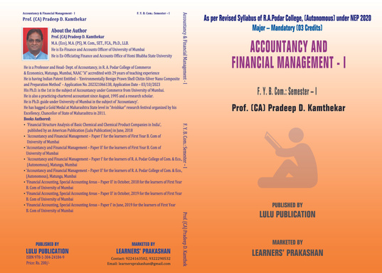 Accountancy & Financial Management - I F. Y. B. Com.: Semester – I Academic Year: 2024-2025