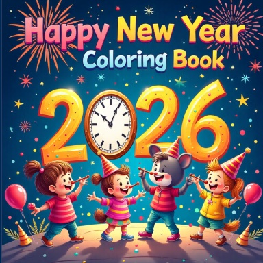 Happy New Year 2026 Coloring Book