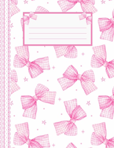 Pink Coquette Notebook Gingham Bows and Lace