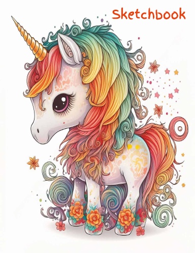 Sketchbook: Cute Unicorn Kawaii Sketchbook for Girls with 120 Pages of  8.5x11 Blank Paper for