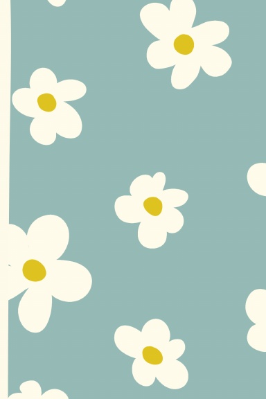 Blue with Illustrated Daisies – Lined Notebook