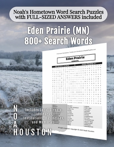 Noah’s Hometown Word Search Puzzles with FULL-SIZED ANSWERS included Eden Prairie (MN)