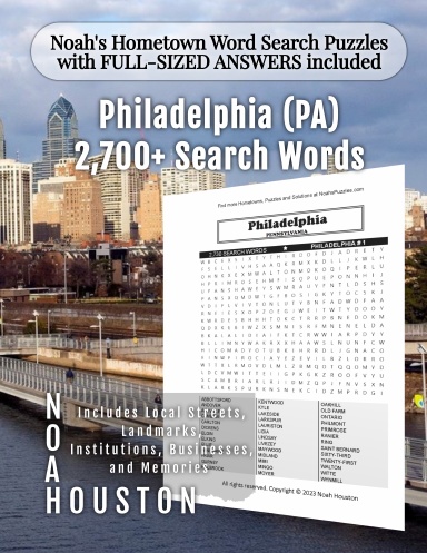 Noah’s Hometown Word Search Puzzles with FULL-SIZED ANSWERS included Philadelphia (PA)