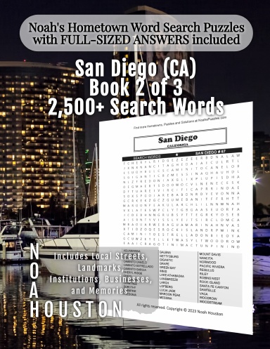 Noah’s Hometown Word Search Puzzles with FULL-SIZED ANSWERS included San Diego (CA), Book 2 of 3