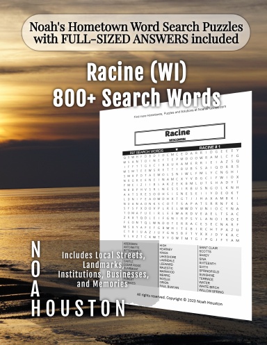Noah’s Hometown Word Search Puzzles with FULL-SIZED ANSWERS included Racine (WI)