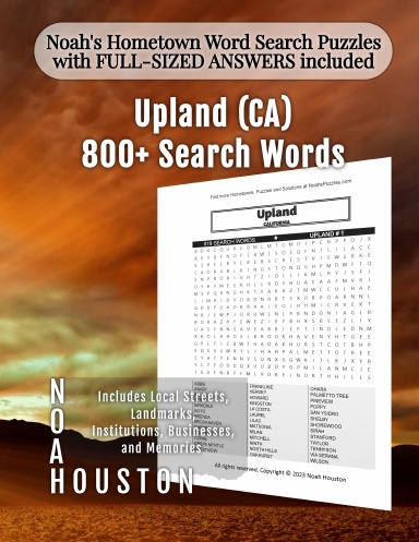 Noah’s Hometown Word Search Puzzles with FULL-SIZED ANSWERS included Upland (CA)