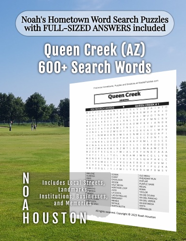 Noah’s Hometown Word Search Puzzles with FULL-SIZED ANSWERS included Queen Creek (AZ)