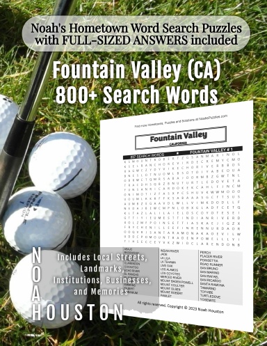 Noah’s Hometown Word Search Puzzles with FULL-SIZED ANSWERS included Fountain Valley (CA)