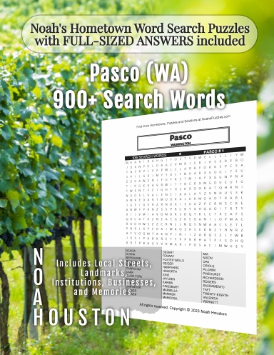 Noah’s Hometown Word Search Puzzles with FULL-SIZED ANSWERS included Pasco (WA)