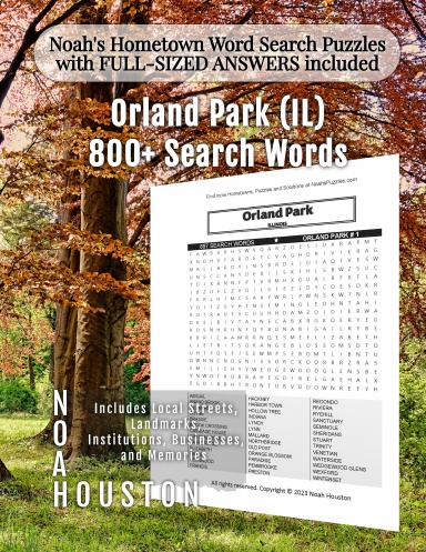 Noah’s Hometown Word Search Puzzles with FULL-SIZED ANSWERS included Orland Park (IL)
