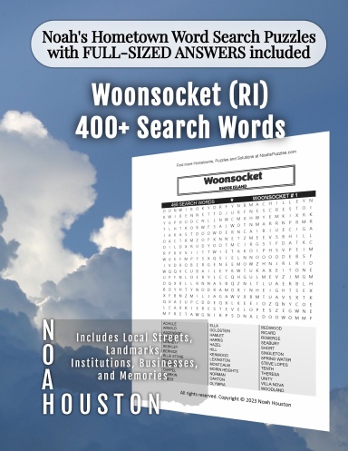 Noah’s Hometown Word Search Puzzles with FULL-SIZED ANSWERS included Woonsocket (RI)