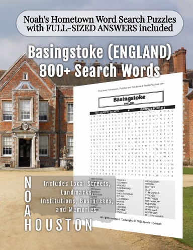 Noah’s Hometown Word Search Puzzles with FULL-SIZED ANSWERS included BASINGSTOKE (ENGLAND)