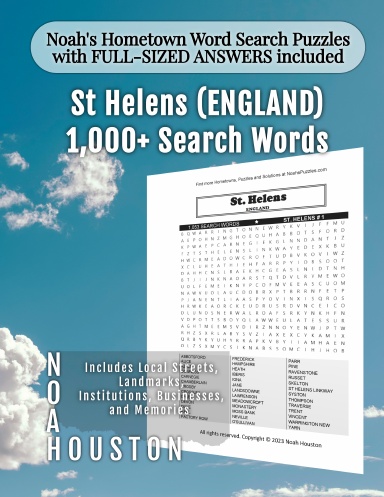 Noah’s Hometown Word Search Puzzles with FULL-SIZED ANSWERS included St Helens (ENGLAND)