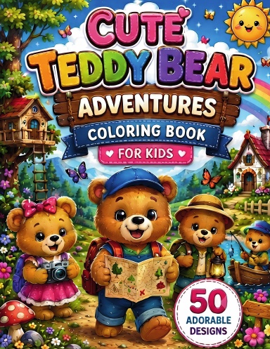 Cute Teddy bear adventures Colouring Book