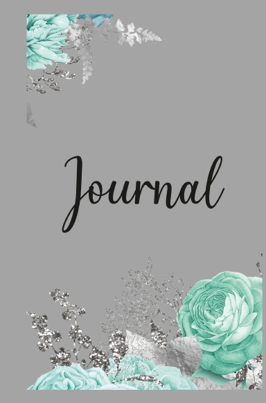 Aqua Gray Flower Journal 6x9 120pps