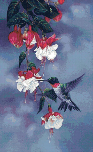 Bird Kiss Flowers/ Counted Cross Stitch Patterns