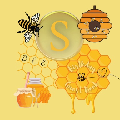 Bee Initial Letter S Birthday Guest Book