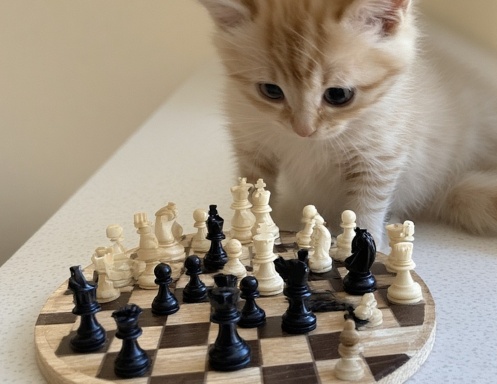 Cats playing chess