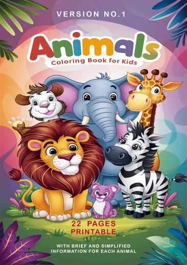 Animals Coloring Book For Kids _ 22 Pages Printable (Version No.1)