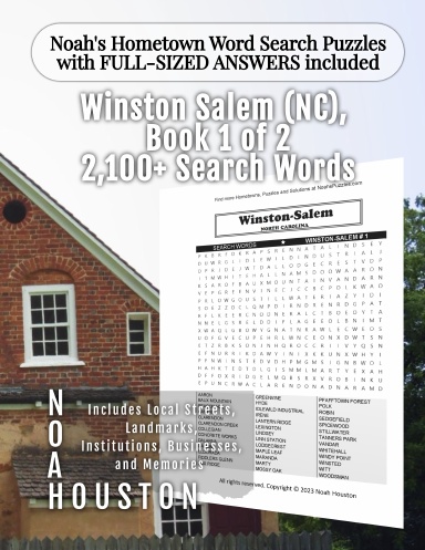 Noah’s Hometown Word Search Puzzles with FULL-SIZED ANSWERS included WINSTON SALEM (NC), BOOK 1 OF 2
