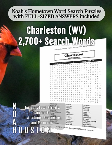 Noah’s Hometown Word Search Puzzles with FULL-SIZED ANSWERS included Charleston (WV)