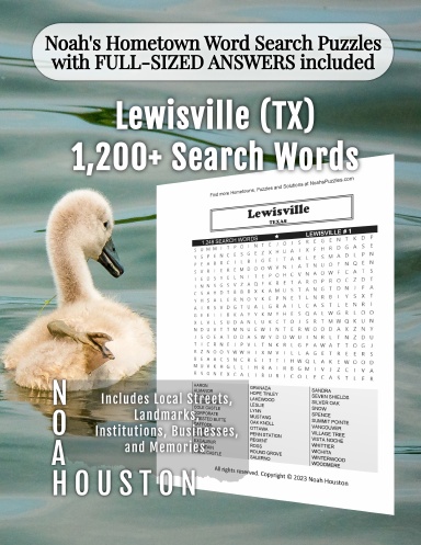 Noah’s Hometown Word Search Puzzles with FULL-SIZED ANSWERS included Lewisville (TX)