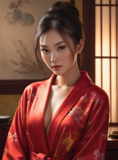 Glamorous women in bathrobes