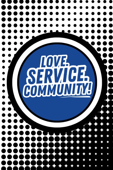 Love. Service. Community! (blank - royal blue/white)