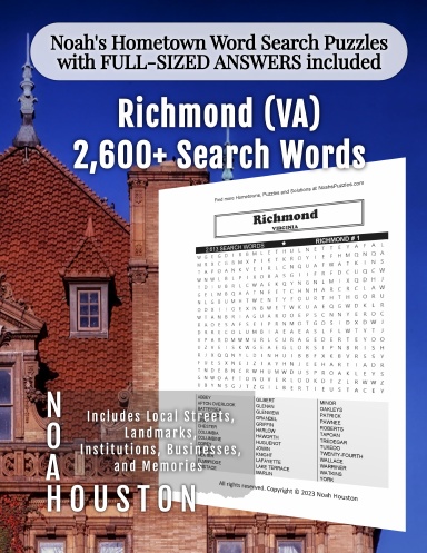 Noah’s Hometown Word Search Puzzles with FULL-SIZED ANSWERS included RICHMOND (VA)