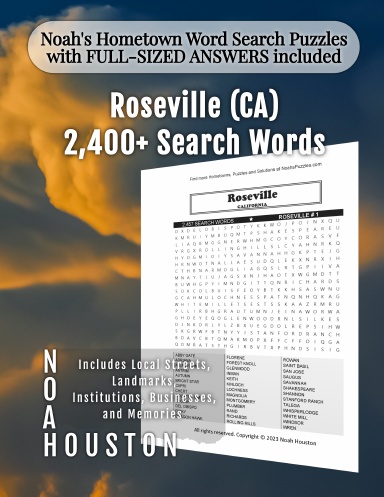 Noah’s Hometown Word Search Puzzles with FULL-SIZED ANSWERS included Roseville (CA)