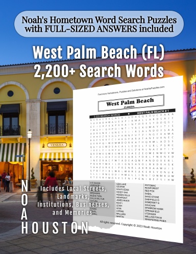 Noah’s Hometown Word Search Puzzles with FULL-SIZED ANSWERS included West Palm Beach (FL)