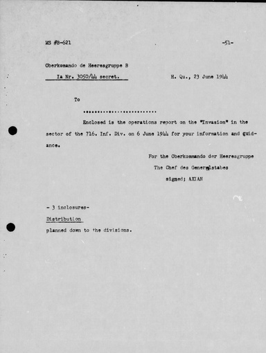 Combat of the 716. Infantry Division in Normandy