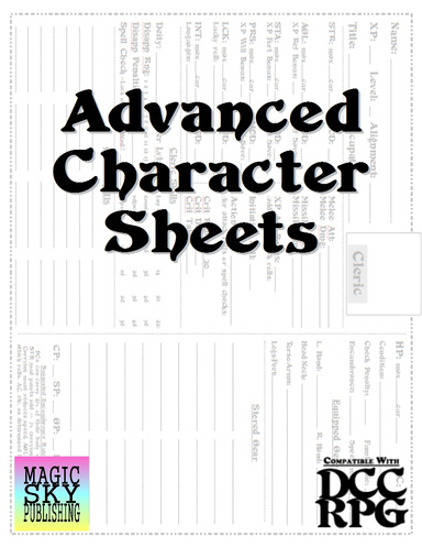 Advanced Characters Sheets for DCC RPG (Dungeon Crawl Classics)