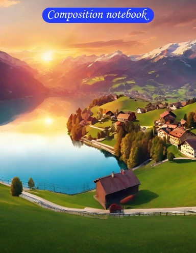 Sunset in Switzerland/landscape/girls or women/composition notebook/100 pages/8.5 x 11 inch