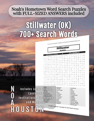 Noah’s Hometown Word Search Puzzles with FULL-SIZED ANSWERS included Stillwater (OK)