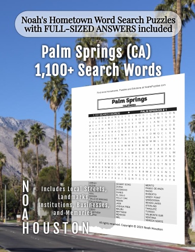 Noah’s Hometown Word Search Puzzles with FULL-SIZED ANSWERS included Palm Springs (CA)
