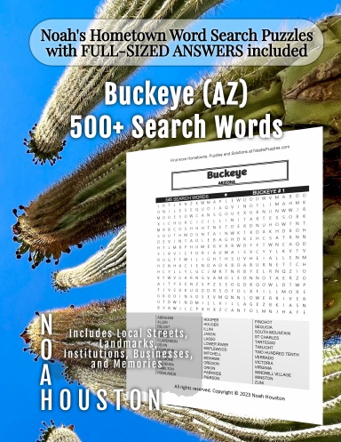 Noah’s Hometown Word Search Puzzles with FULL-SIZED ANSWERS included Buckeye (AZ)