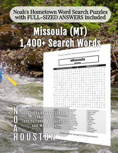 Noah’s Hometown Word Search Puzzles with FULL-SIZED ANSWERS included Missoula (MT)